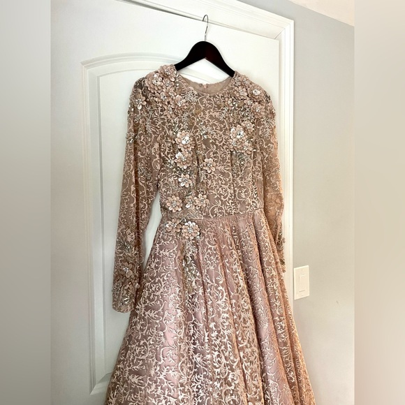 STUNNING Mac Duggal Floral Lace Dress Gown in Dusty Pink NWT - Picture 6 of 13
